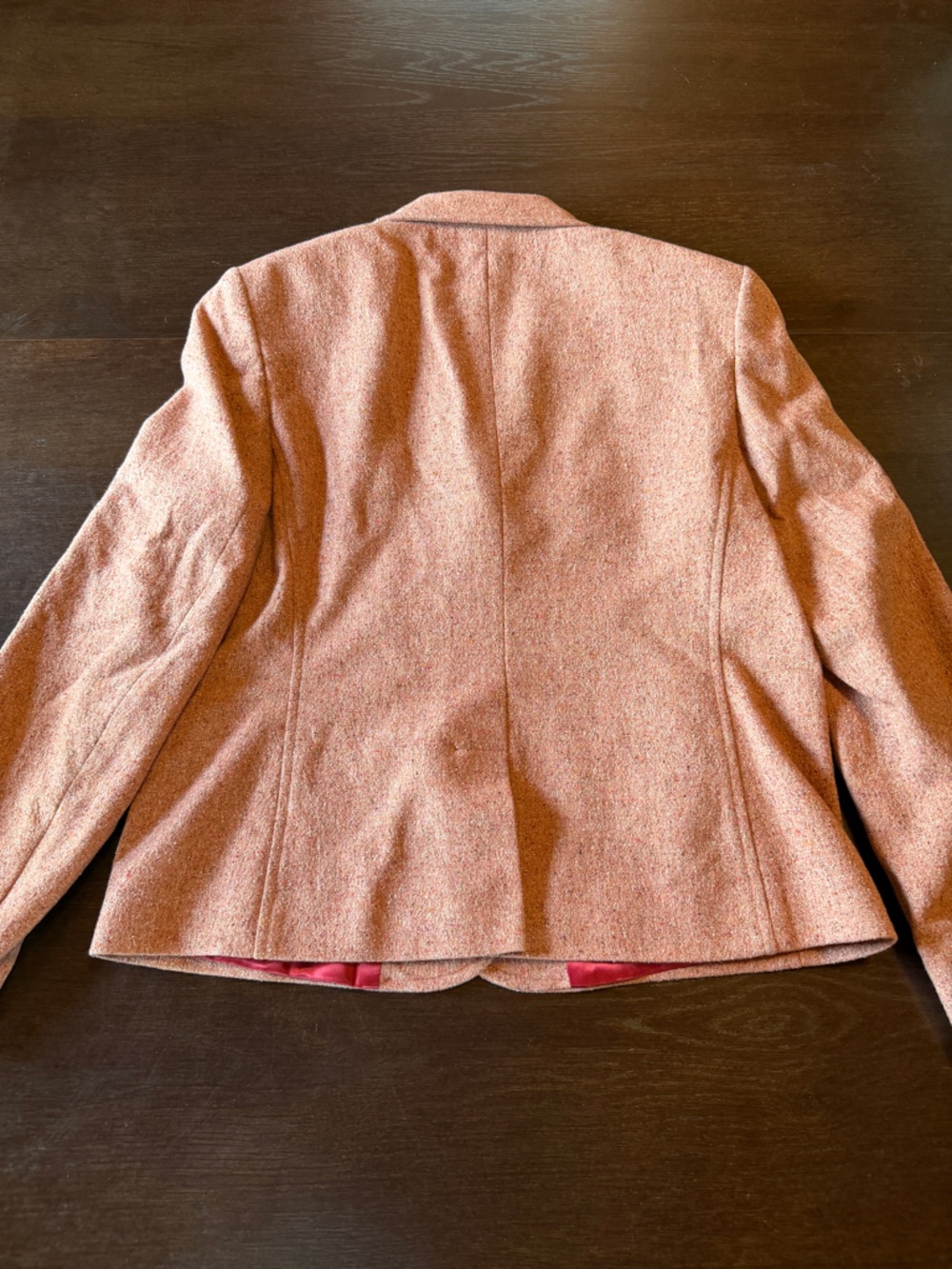 Vintage LL Bean Wool and Silk Blend Pink Tweed Notch-Lapel Blazer Medium Petite - Picture 6 of 11